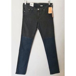 H&M SKINNY LOW RISE LEGGING JEANS BLACK BLUE COLOR BLOCK TWO TONE 33 NWT